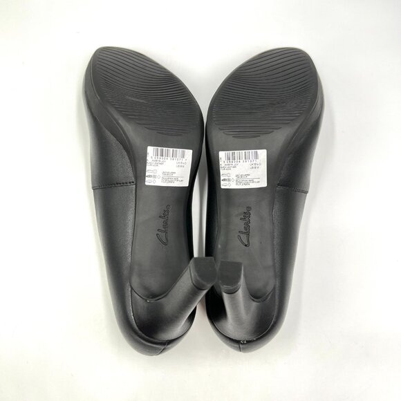 Clarks Womens Size 8 Ambyr‎ Joy Black Leather Pumps Heels Shoes Classic Work - Picture 8 of 13